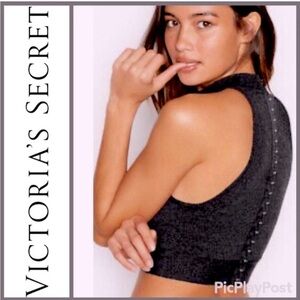 Victoria’s Secret Mock Sleeveless Soft Cropped 22 CLIP Sweater Top XS Gray NWOT